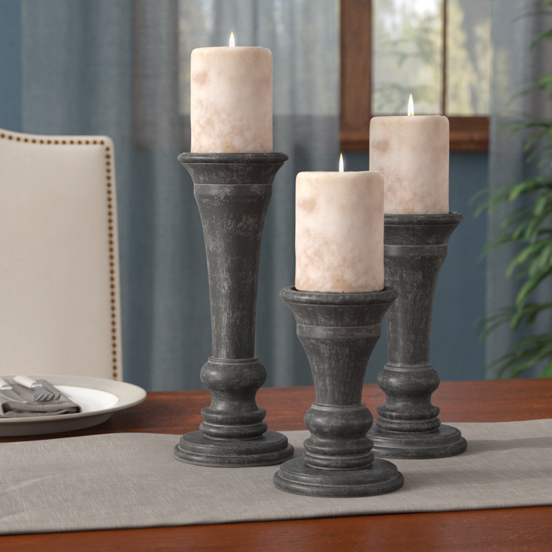 Three Posts 3 Piece Black Wood Candlestick Set & Reviews Wayfair.ca